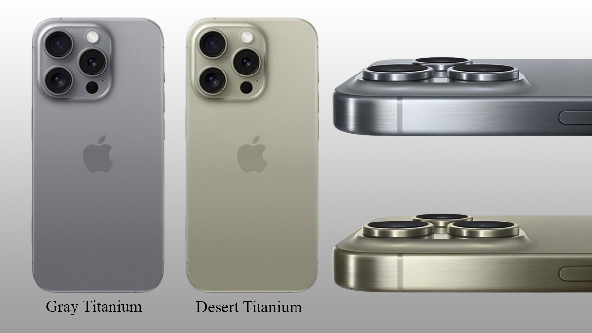 iPhone 16 Pro models in Gray Titanium and Desert Titanium colors, showcasing elegance and innovation.